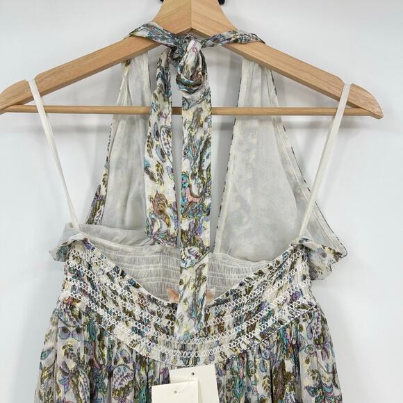 Rococo Sand | Braw Halter Smocked Mini Dress In Multi Paisley Floral Print S - Picture 10 of 13